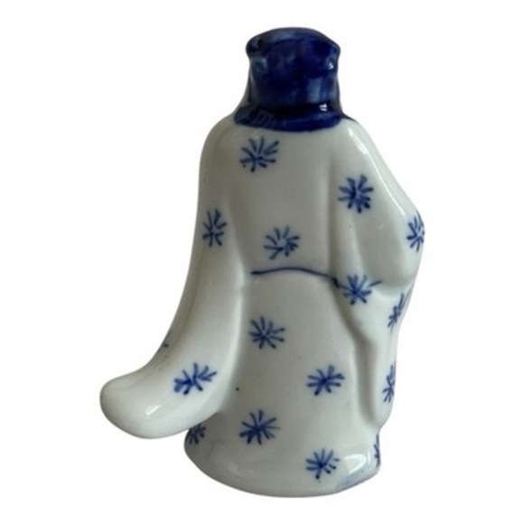 Vintage Chinese Blue White Porcelain Figurine Immortal / Wise Man Statue Amulet - Picture 5 of 6